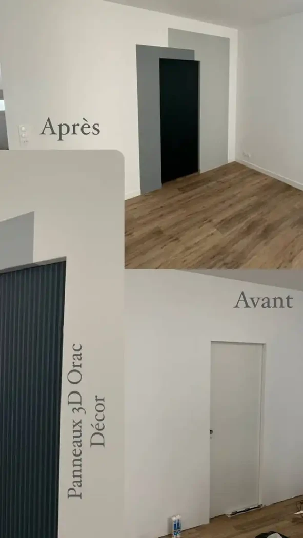 Réalisation d’une porte cachée avec pose de revêtement 3D et peinture